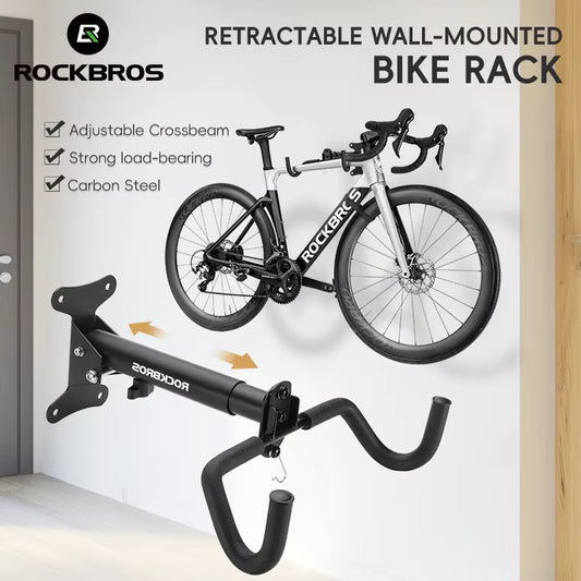 Adjustable Wall-Mount Bike Rack - Heavy-Duty Horizontal Hook for MTB and Road Bikes - Space-Saving Garage Solution