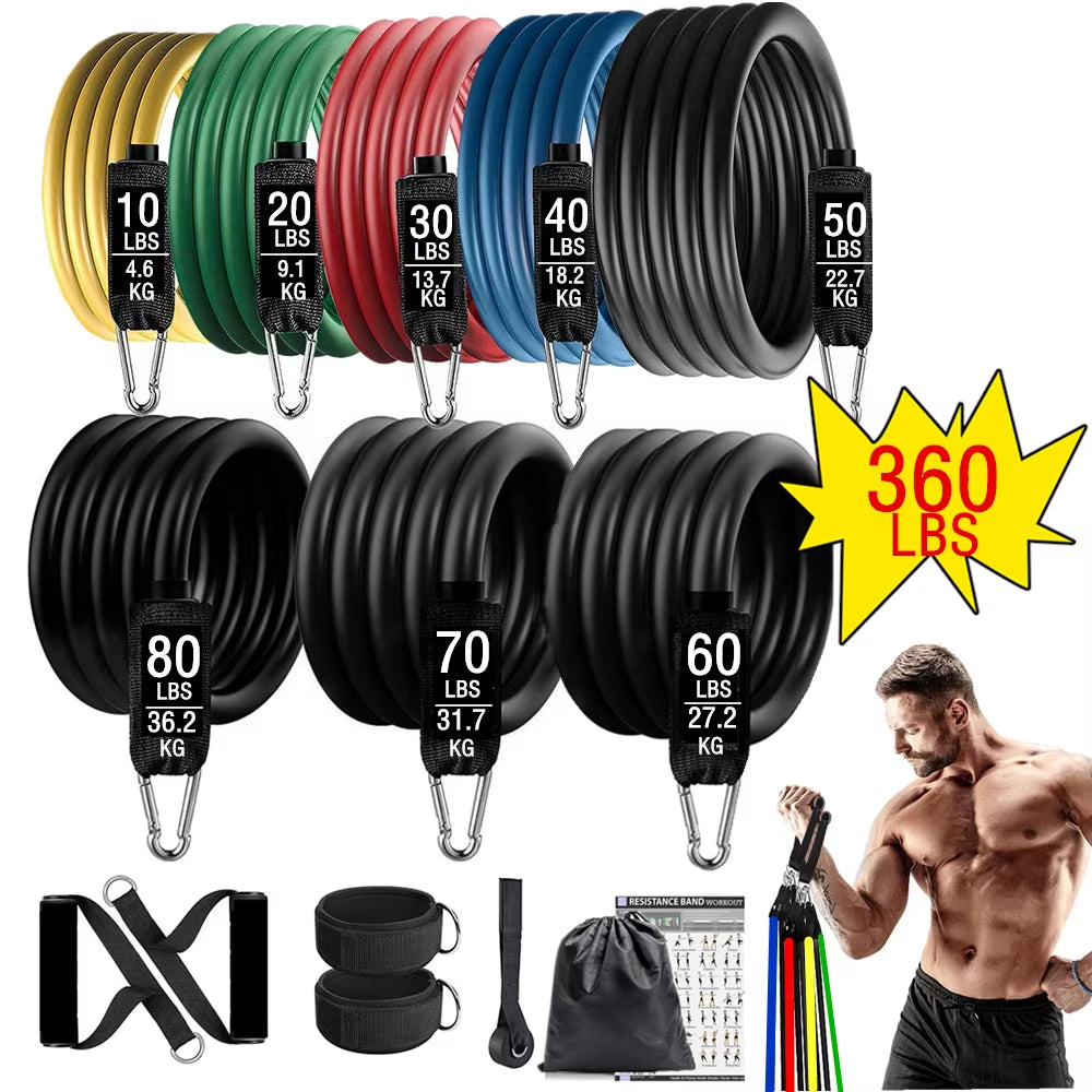 Fitness Exercises Resistance Bands Set for Home Gym - Weight 360Lbs