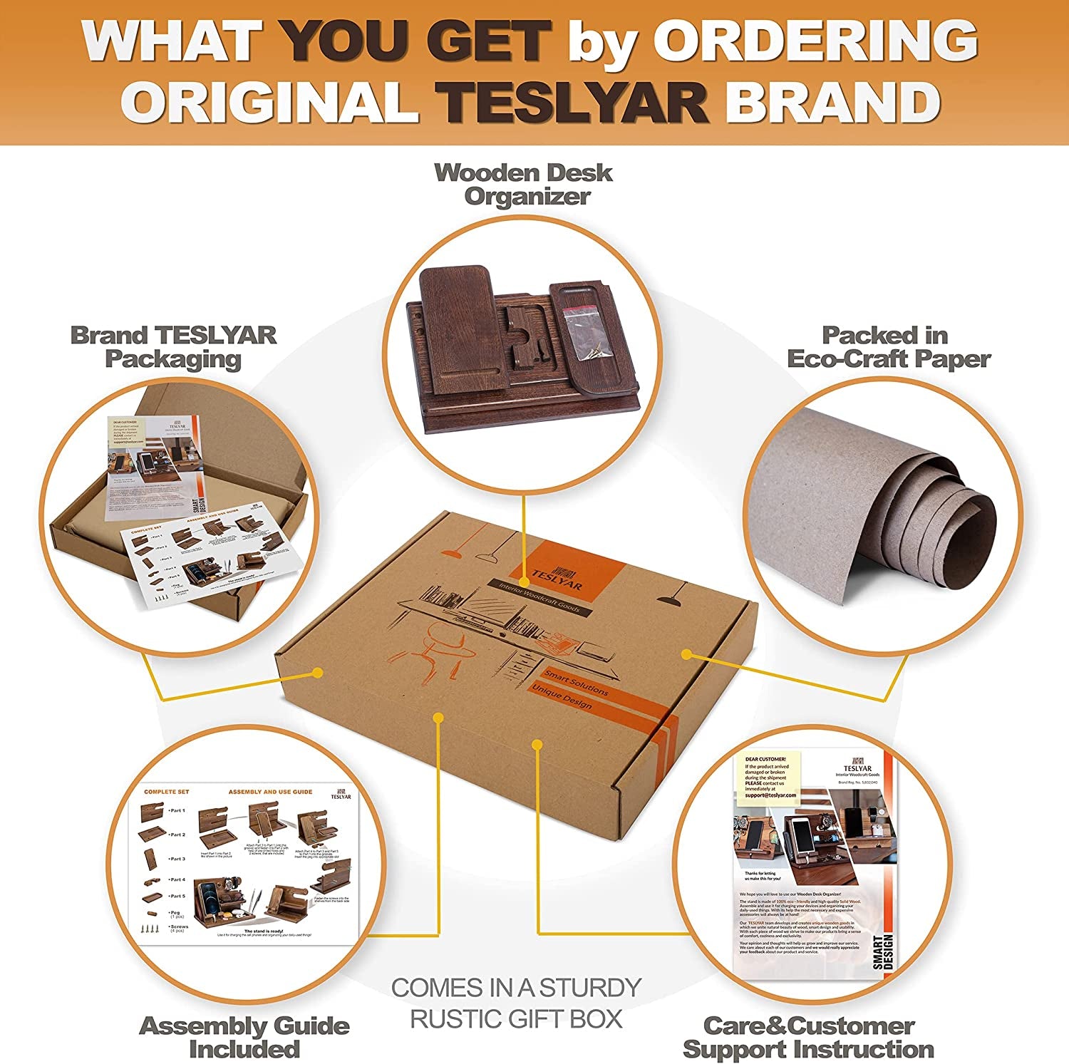 Gifts for Men Wood Phone Docking Station Desk Organizer Fathers Gifts Gifts for Him Xmas Gift Anniversary Birthday Presents Nightstand Key Wallet Stand for Men, Boyfriend, Dad (Brown)