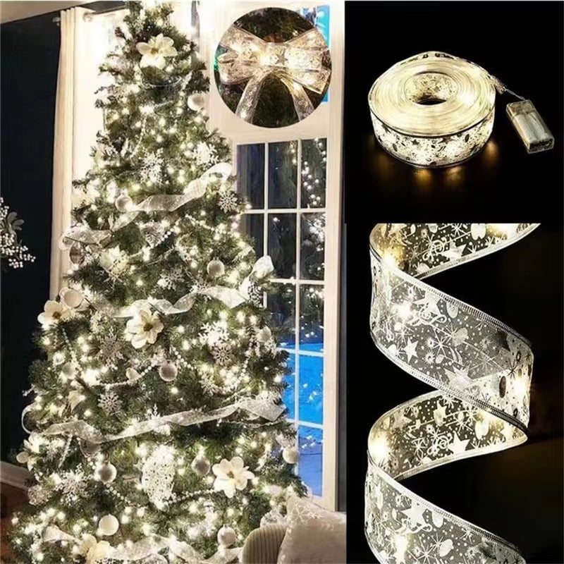 Enchanting LED Ribbon Fairy Lights for Christmas Tree Ornaments - Perfect for Home Decor 2024 & DIY Bows - Celebrate Navidad & New Year 2025!