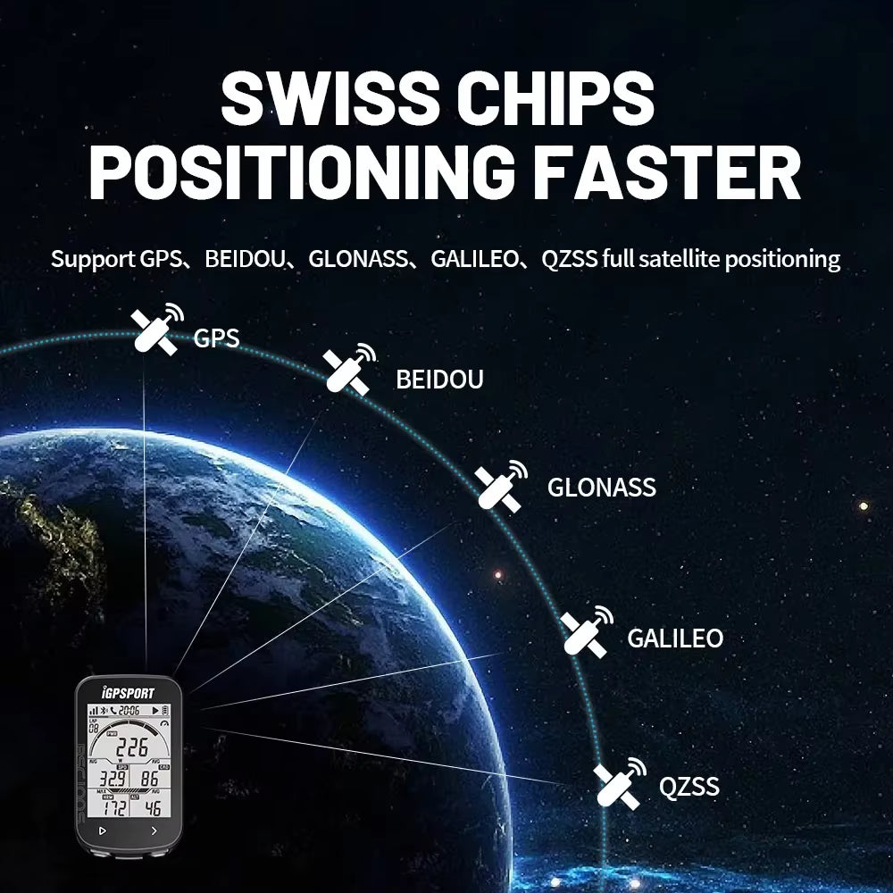 BSC100S Wireless GPS Bike Computer - Digital Speedometer & Odometer for Cyclists