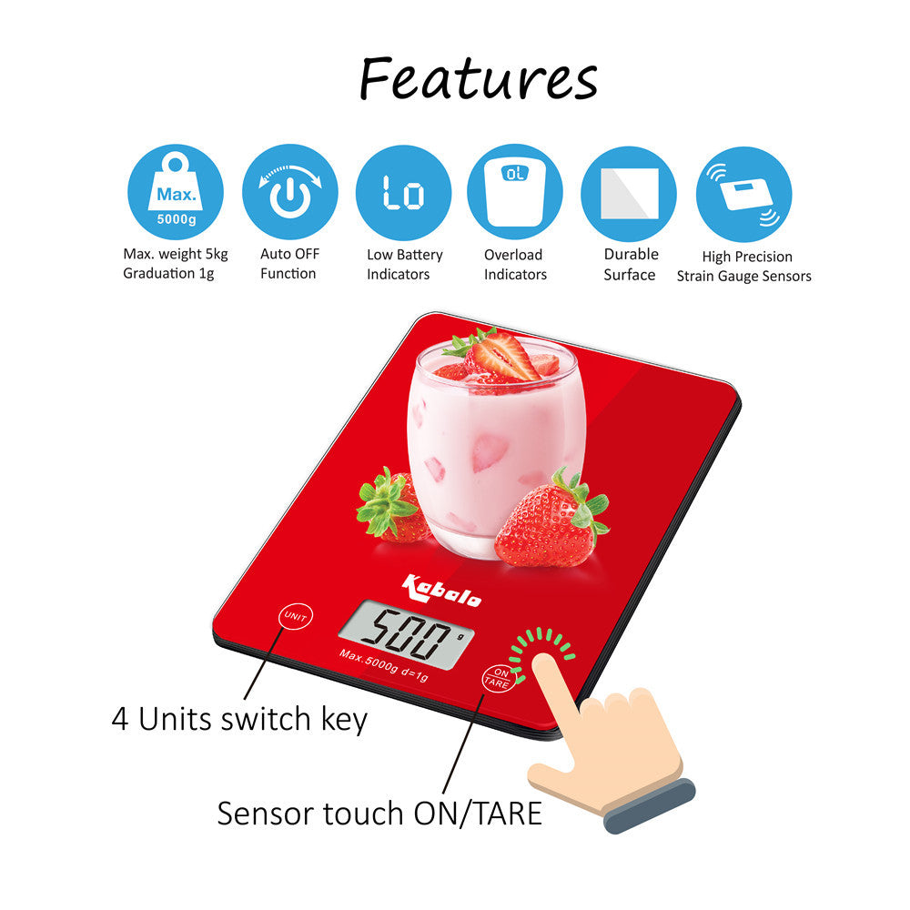 Elevate Your Cooking Experience with the 5Kg Red Digital LCD Kitchen Scale - Accurate and Stylish!