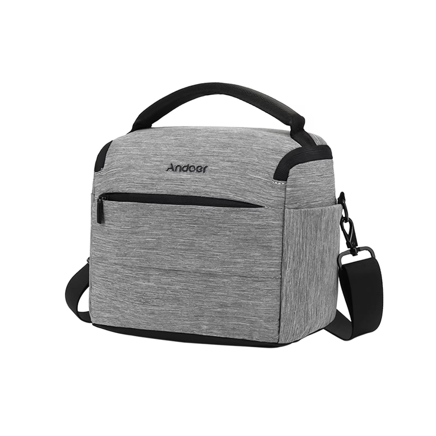 Stylish Cuboid DSLR Camera Shoulder Bag - Portable Polyester Case for 1 Camera, 2 Lenses & Accessories