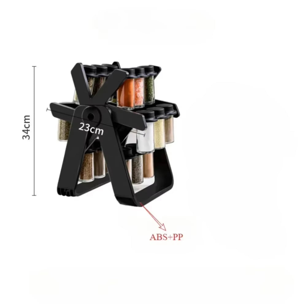 Household Rotating Storage Rack Rotating Glass Spice Rack Set