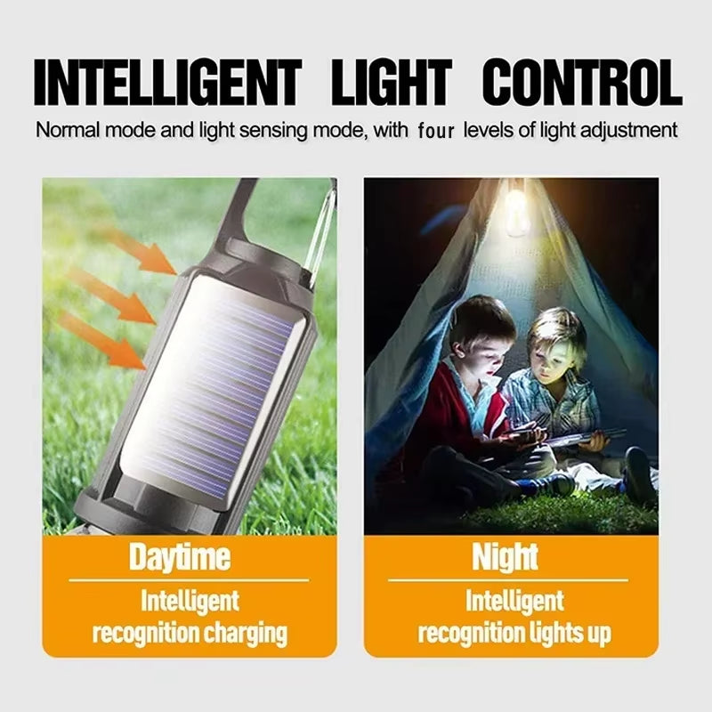 LED Solar Camping Lights USB Rechargeable Bulbs Lamp Dimmable with Hooks Vintage Light for Hiking Tent Lantern Outdoor Lighting