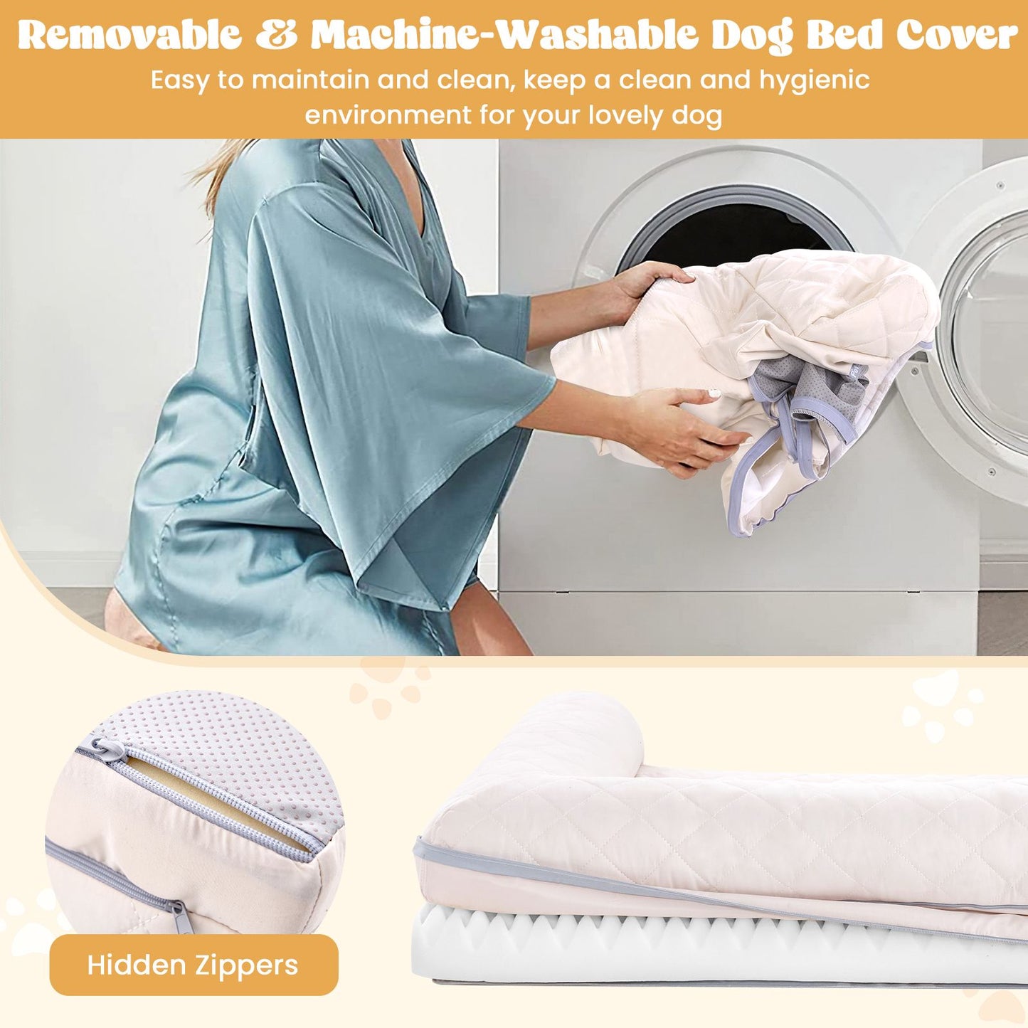 Orthopedic Egg-Foam Dog Crate Bed with Three-Sided Bolster Support