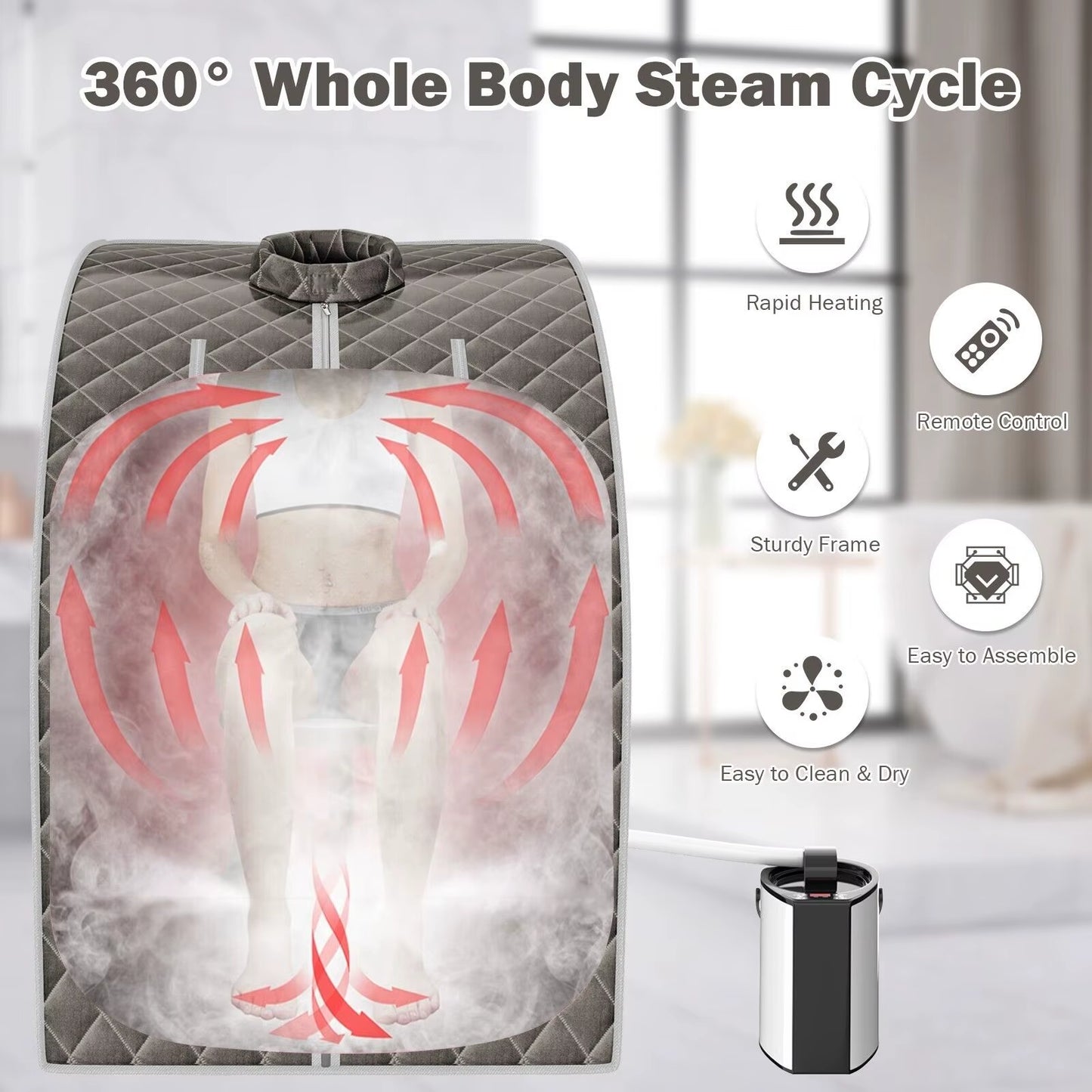Portable Steam Sauna Spa Room Full Body Slimming Detox Therapy 