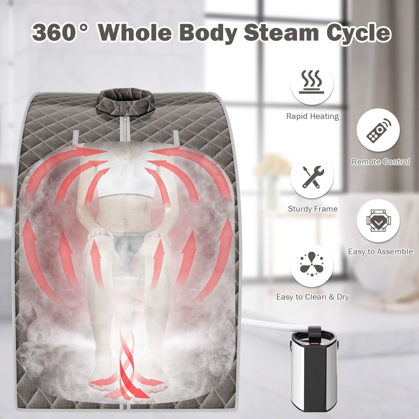 Portable Steam Sauna Spa Room Full Body Slimming Detox Therapy 