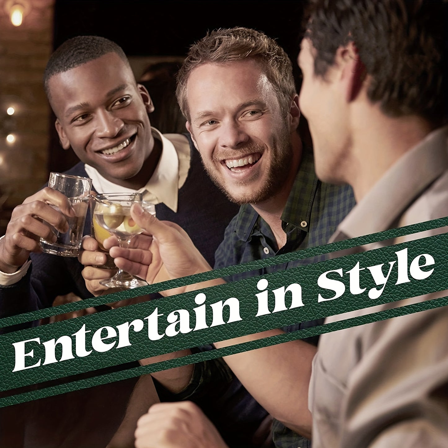 Heavy-Duty Stainless Cocktail Shaker Set & Bar Tools with Bamboo Stand