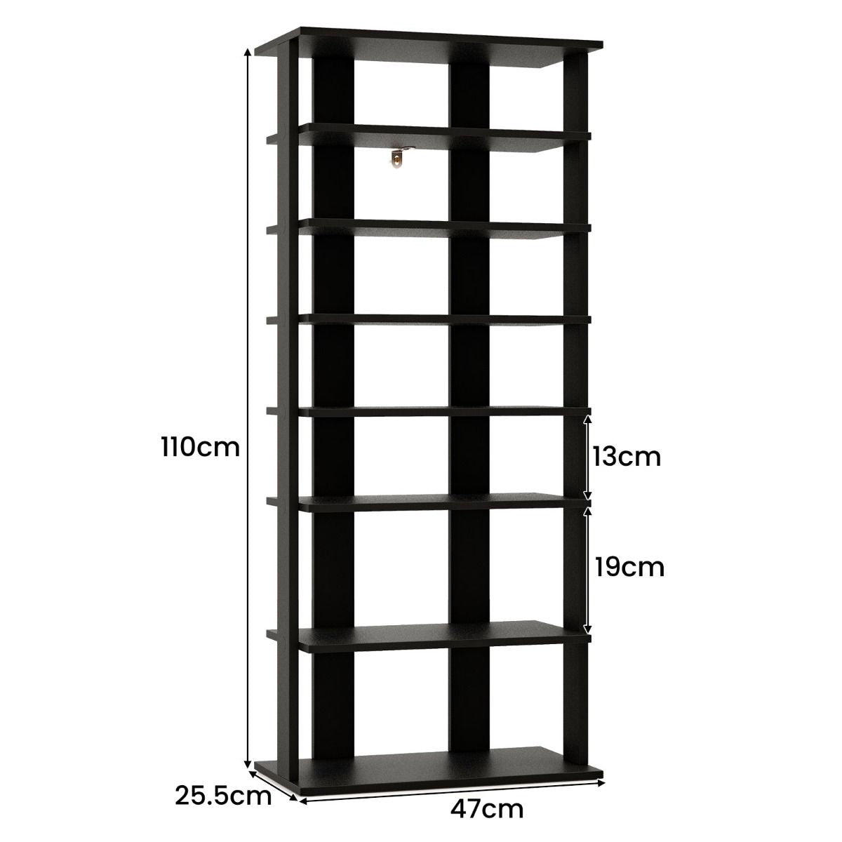 Extra Wide Vertical Wooden Shoe Rack with 7 Shelves