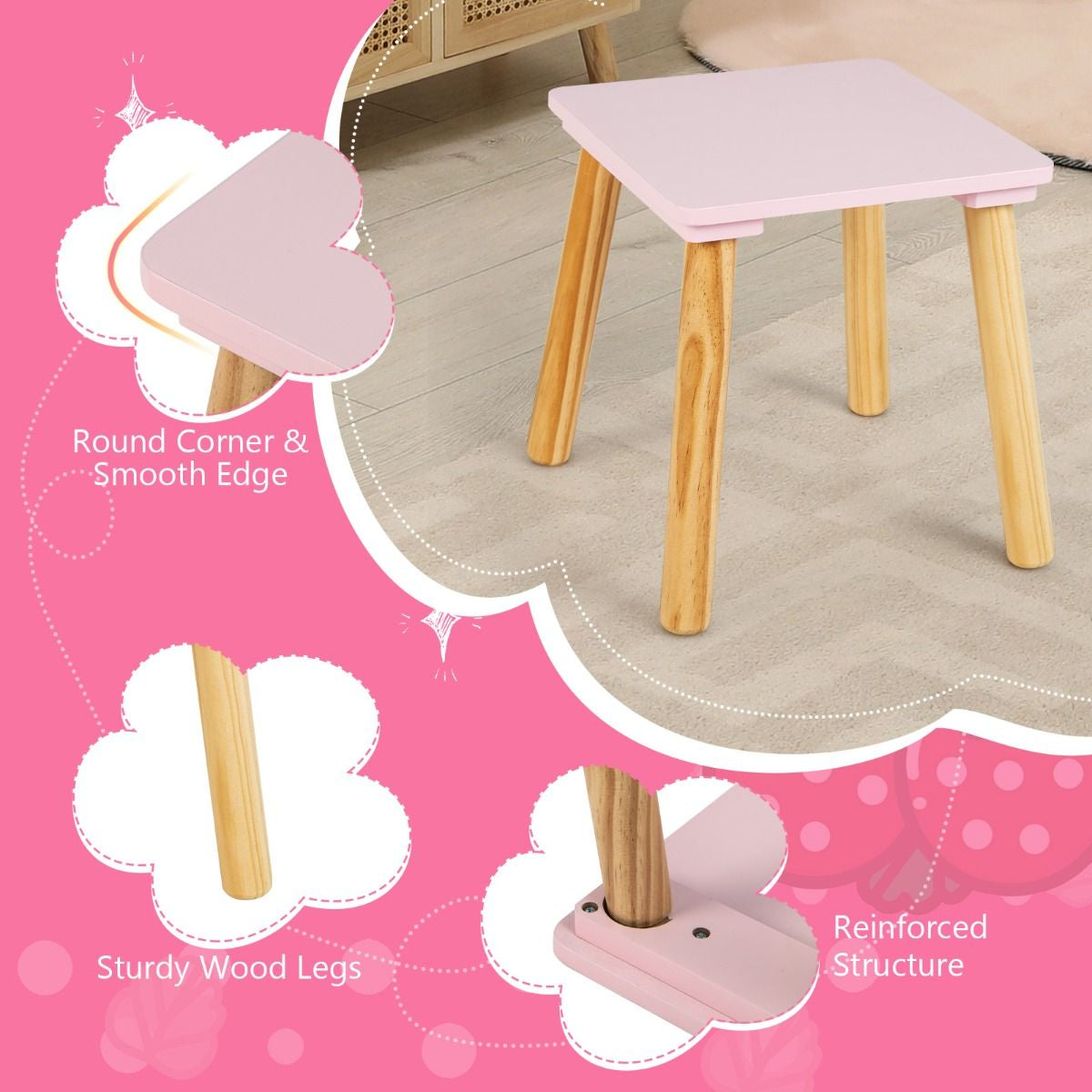 Enchanting Toddler Girls' Dressing Table with Mirror & Stylish Storage Drawer