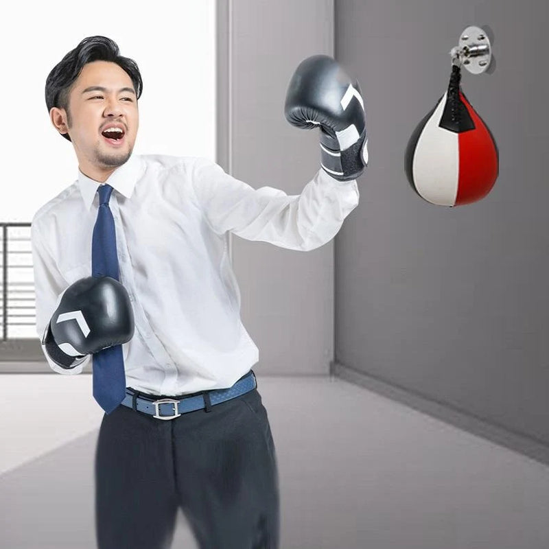 Black and White Suspended Pear Shaped Speed Ball for Boxing Red