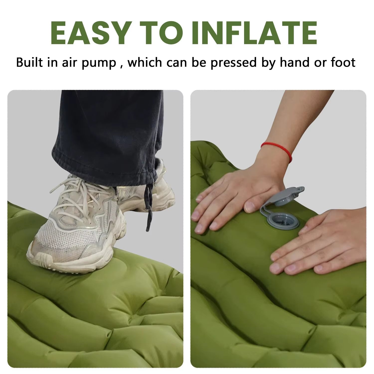 WESTTUNE Outdoor Camping Inflatable Mattress Thicken Sleeping Pad with Built-In Pillow & Pump Air Mat for Travel Hiking Climbing