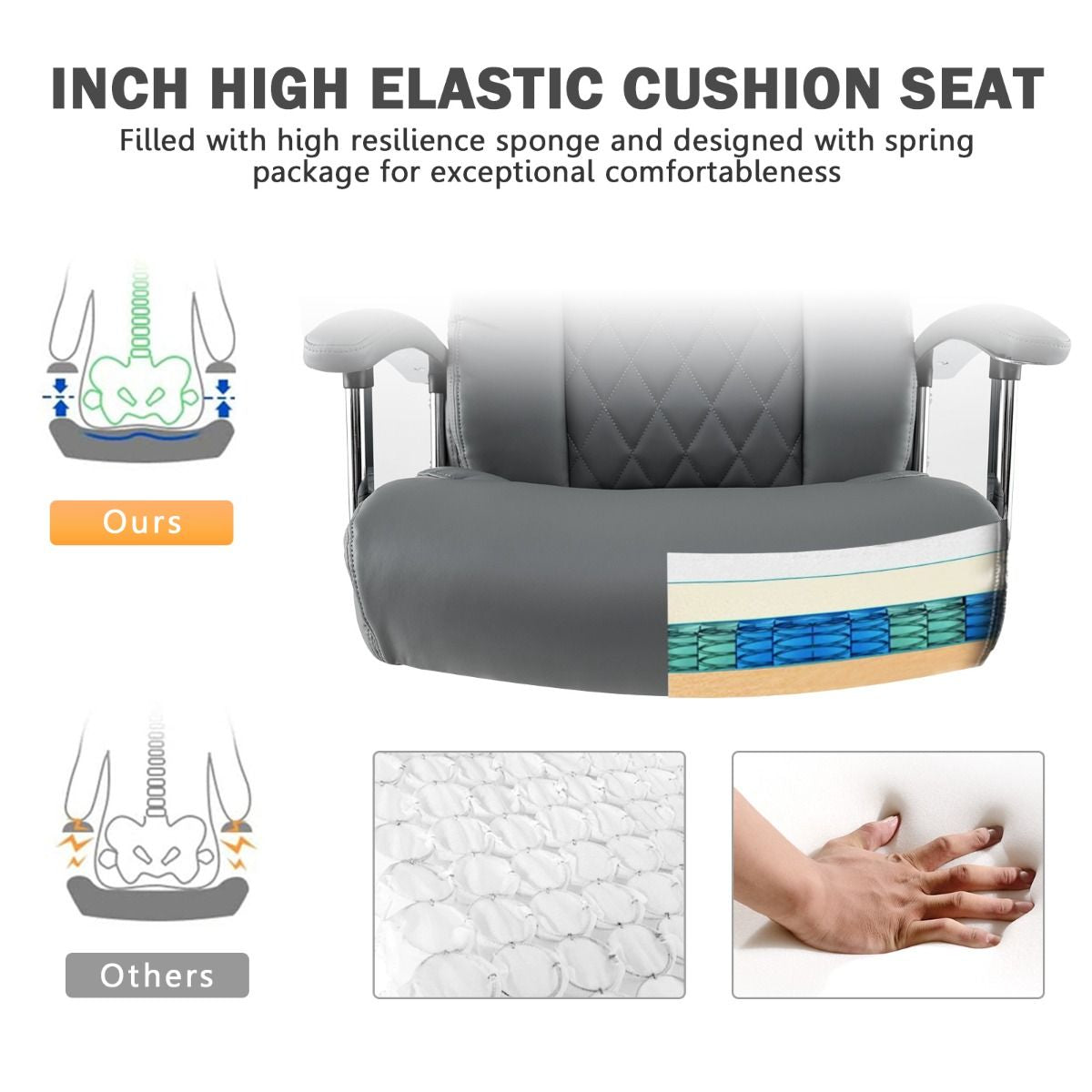 Executive Leather Office Chair with Rocking Functionality and Armrests