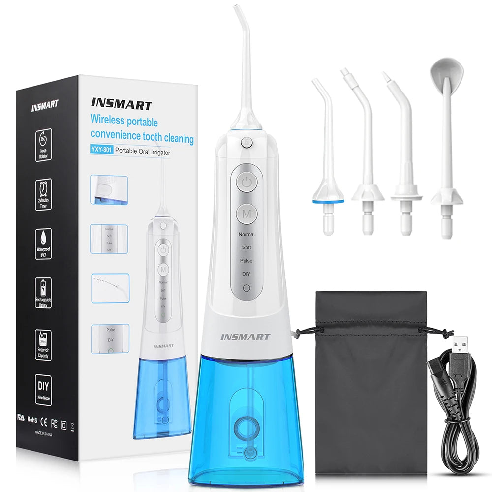 Portable Waterproof Oral Irrigator - Teeth Whitening Dental Water Flosser with 300ML Capacity for Ultimate Oral Care