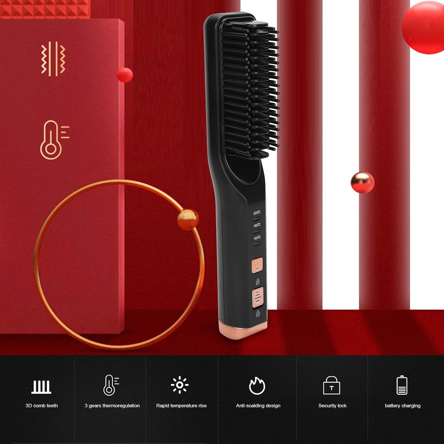 Effortless Hair Styling: Professional USB Charging Hair Straightener Comb 
