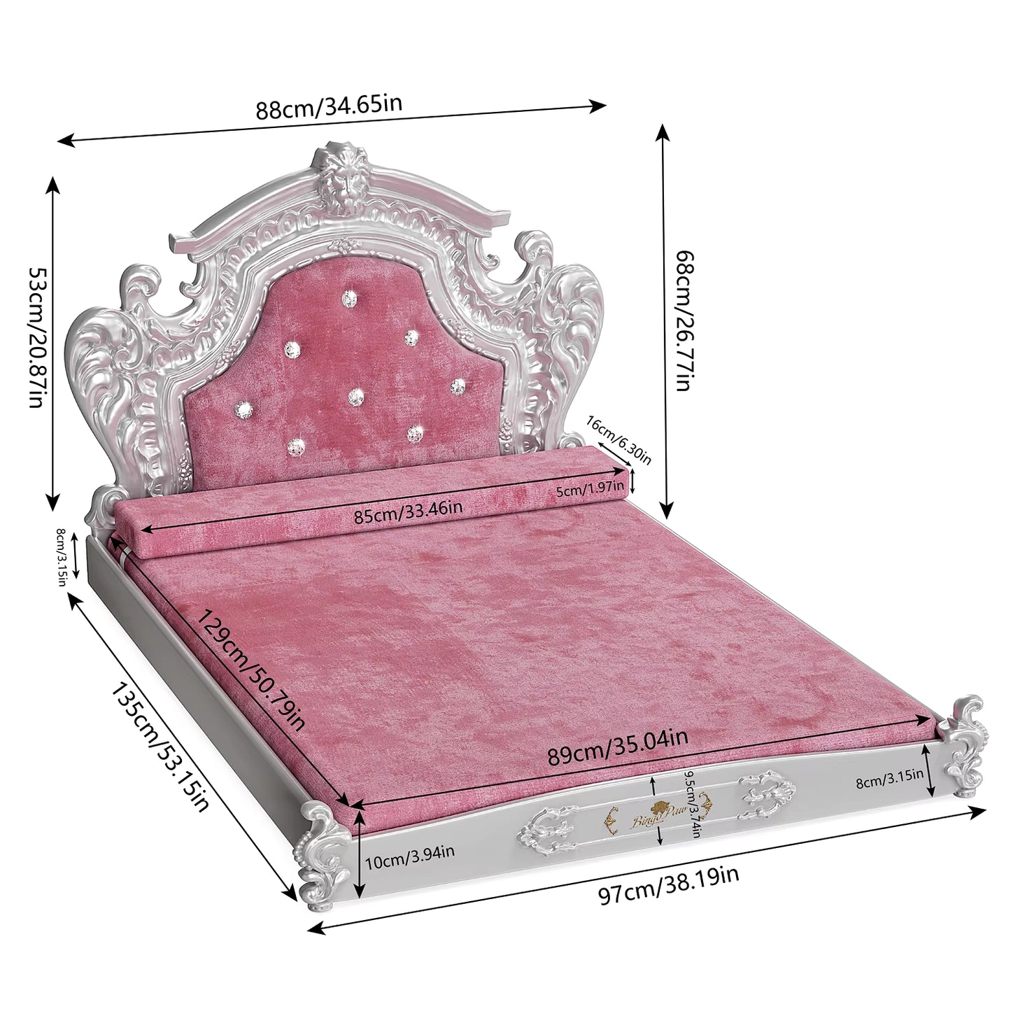 Elegant Dutch Velvet Luxury Pet Bed with Headboard for Medium to Large Dogs and Cats - European Style Comfort