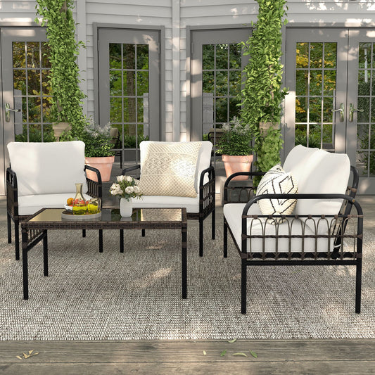 4-Piece Patio Furniture Set Featuring Comfortable Cushions