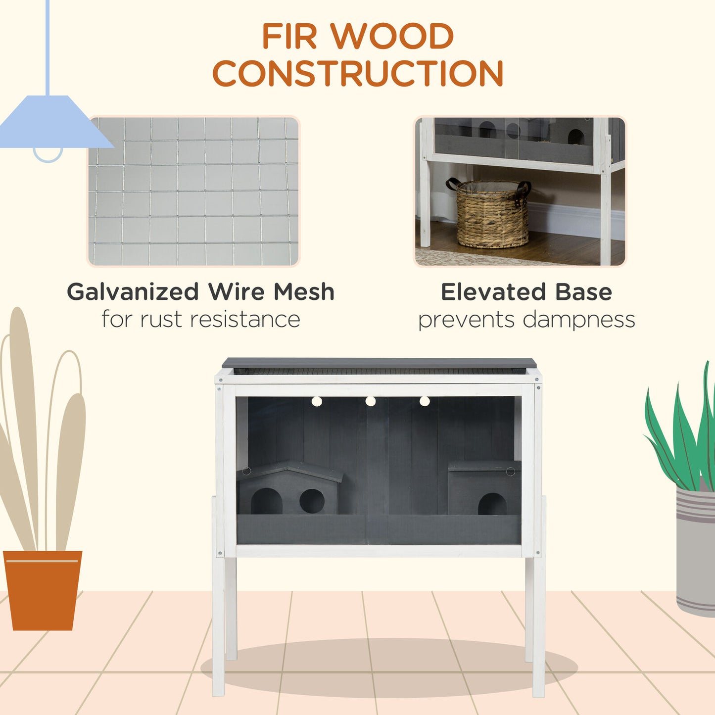 Wooden Hamster Cage, Small Animal Hutch W/ Top Shelf, Huts, Spacious Room