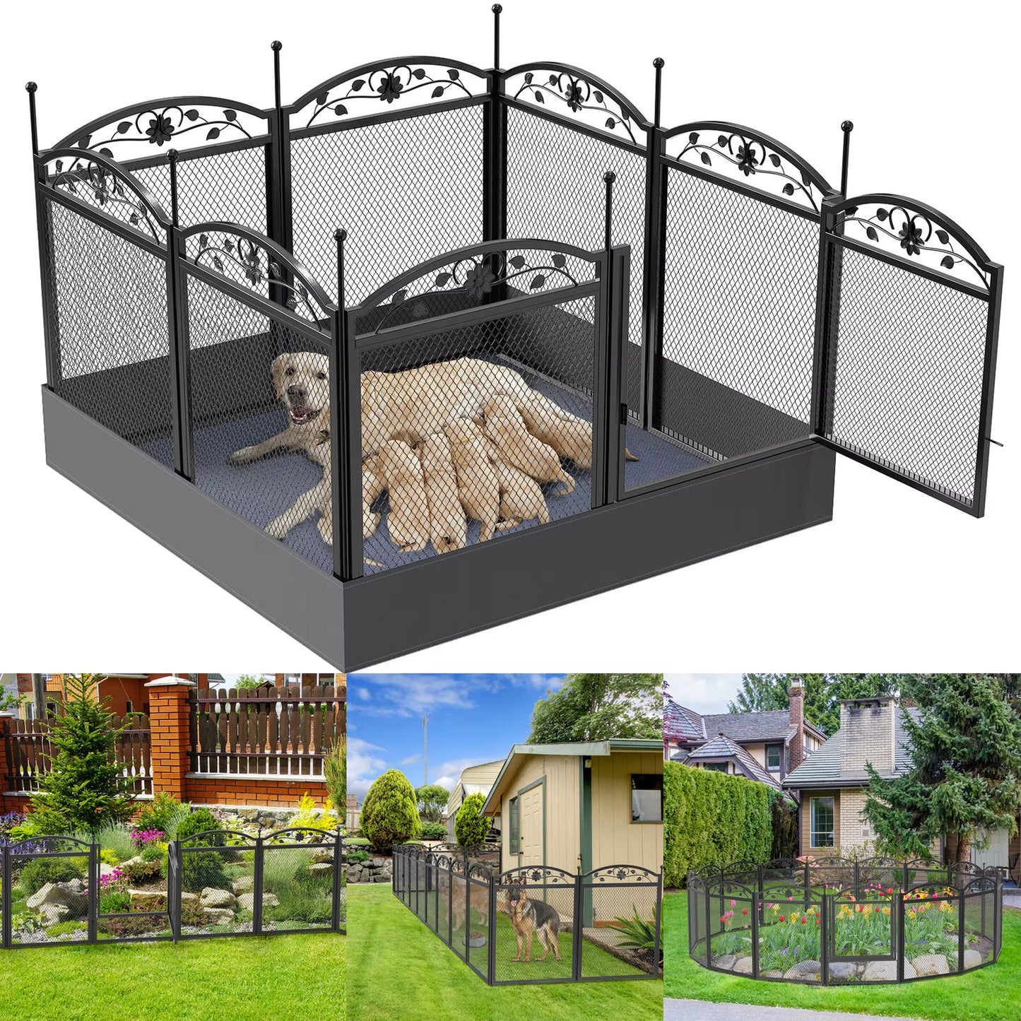 Detachable 8-Panel Dog Playpen with Waterproof Pad - Perfect Exercise Kennel for Puppies and Dogs
