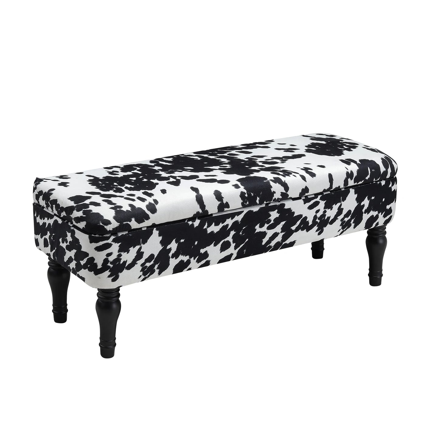 Cow Print Velvet Upholstered Storage Bench Living Room Shoe Changing Stool Leisure Stool Furniture