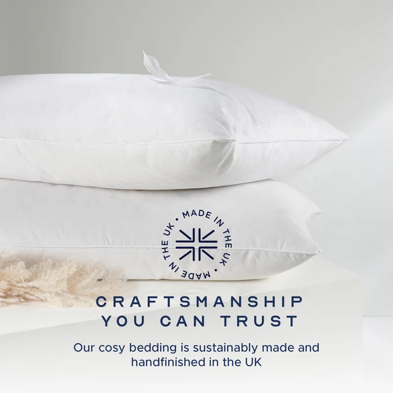 Scandinavian Duck Feather & down Pillow Medium Support Back Sleeper Pillow (Set of 2)