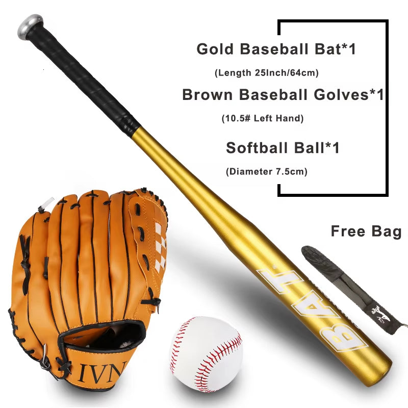 64Cm Baseball Bat Kit Kids Teenager Softball Ball Baseball Gloves Baseball Set with Bag Bat of the Bit Softball Bat 25"
