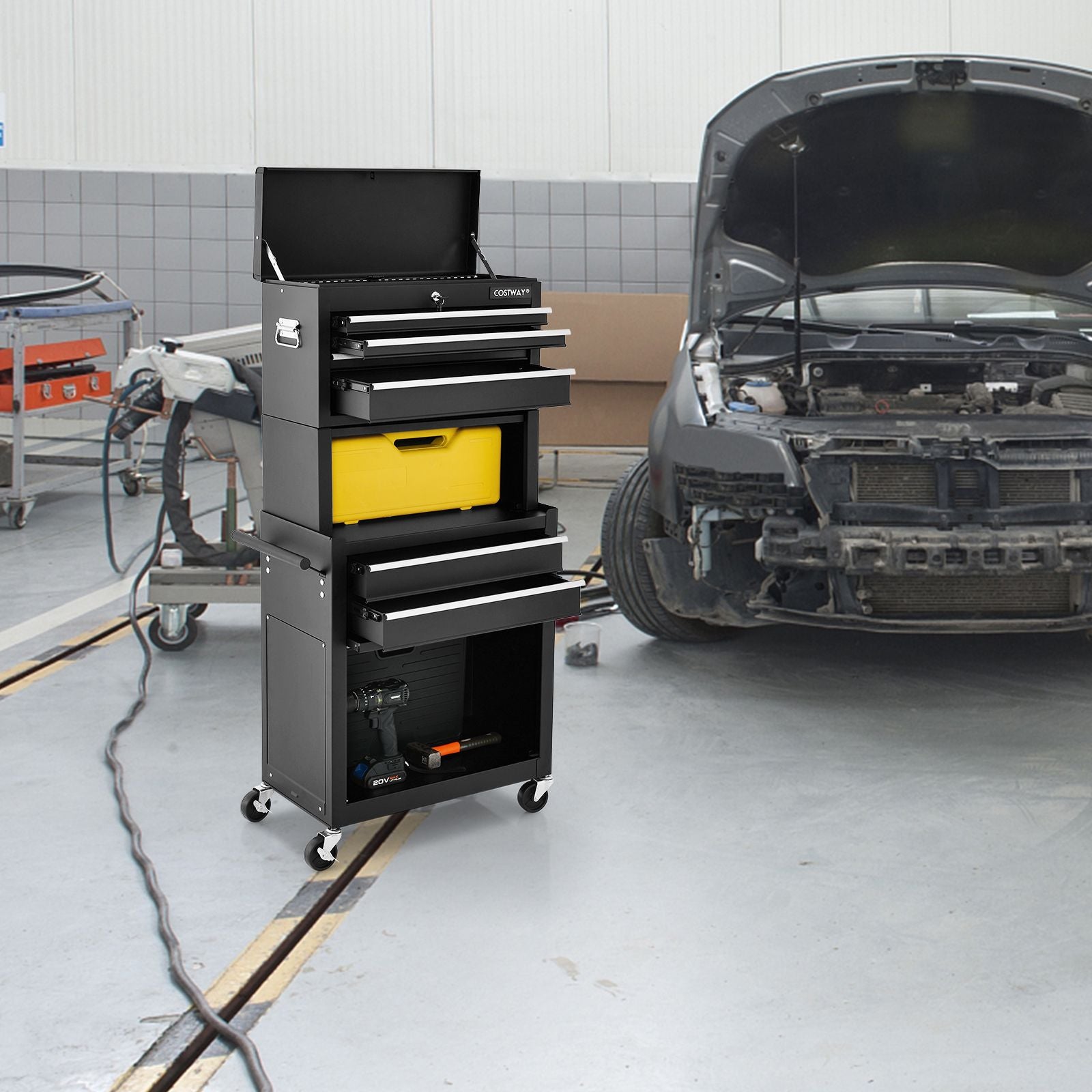 Premium Lockable Tool Storage Cabinet with Handle, Drawers, Wheels & EVA Liner for Ultimate Organization