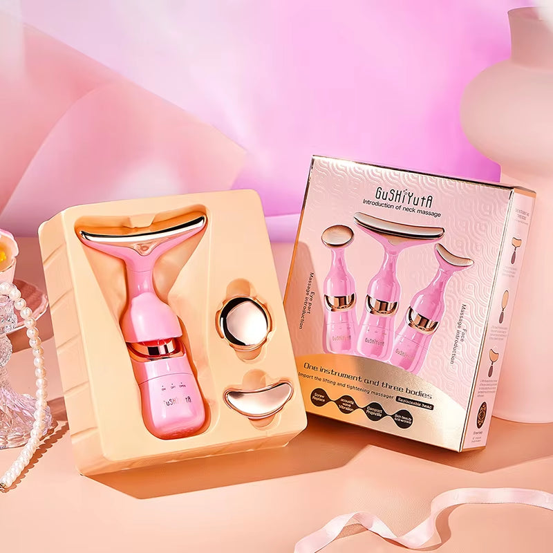 Rejuvenate Your Skin: 3-in-1 EMS Facial Lifting Device for Neck, Face & Eyes - Anti-Aging Massager for Youthful Glow