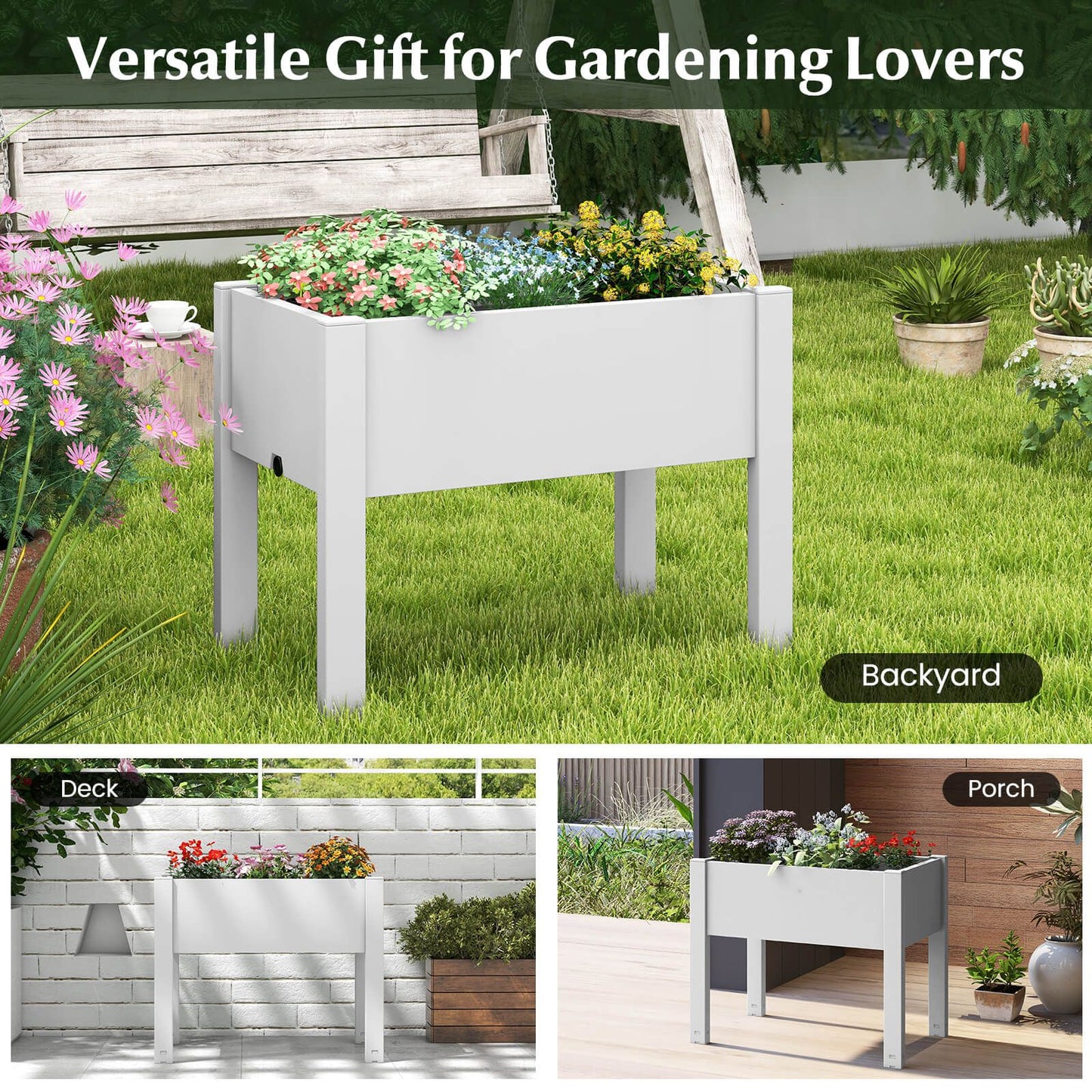 53L Elevated Garden Bed with Water Level Indicator and Drainage Feature