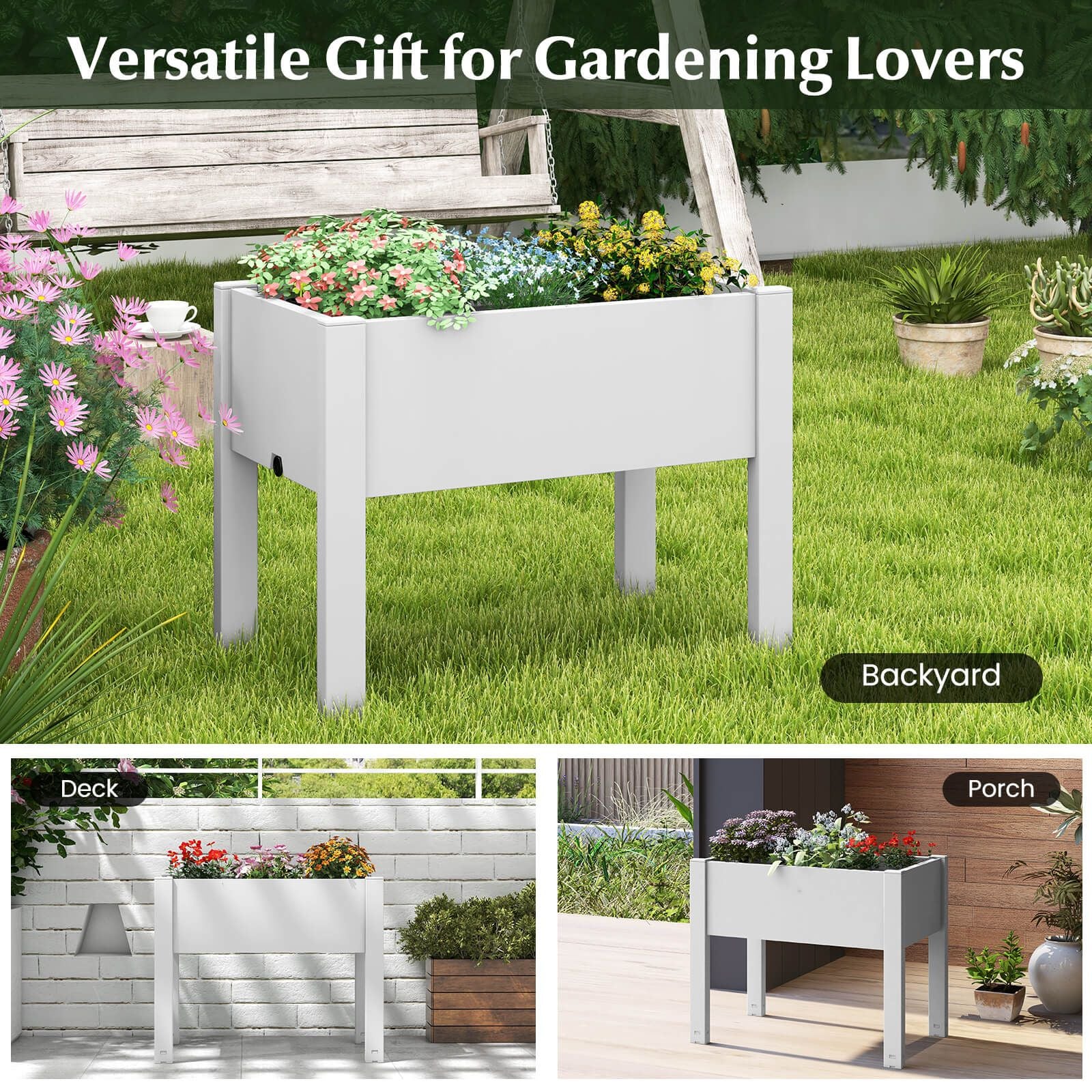 53L Elevated Garden Bed with Water Level Indicator and Drainage Feature