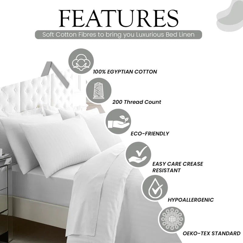 Cotton Striped Duvet Cover with Pillowcases