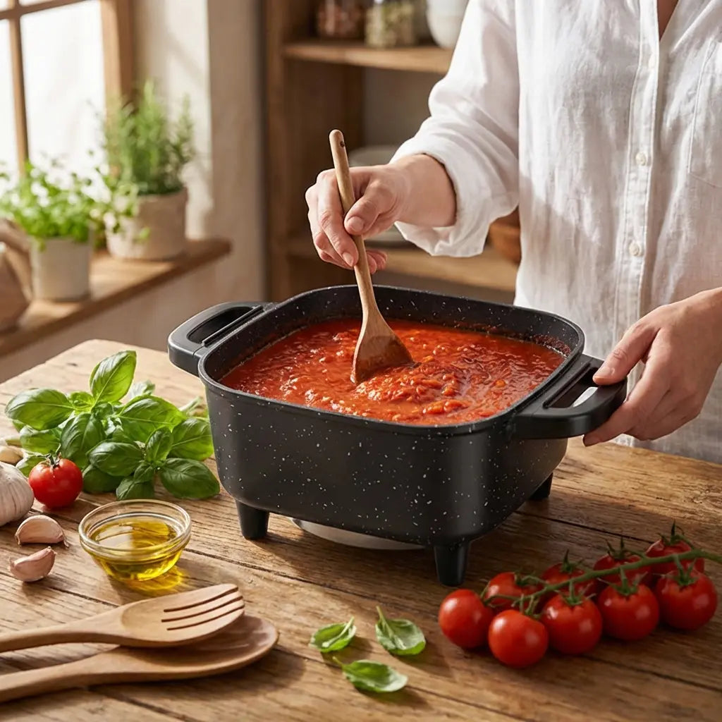 Versatile Nonstick Electric Griddle with 5-Level Temperature Control – Perfect for Stir-Frying, Deep-Frying, and Simmering! Easy to Clean Kitchen Essential.