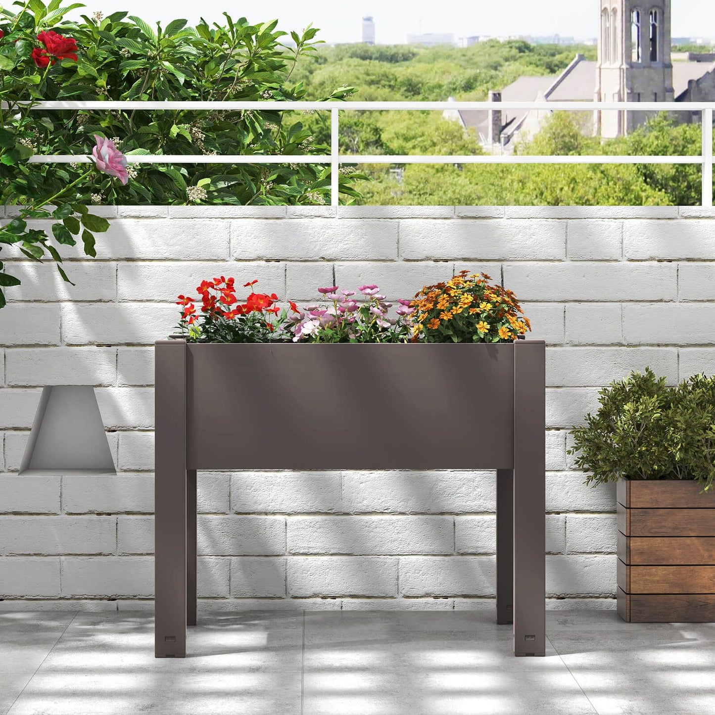 53L Elevated Garden Bed with Water Level Indicator and Drainage Feature