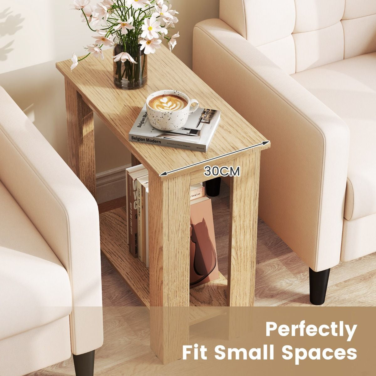 Stylish 2-Tier End Table with Storage Shelf for Small Spaces