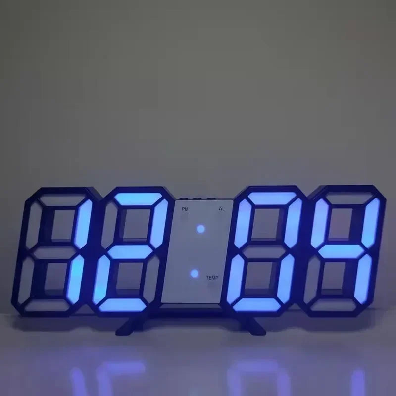 Sleek 3D LED Digital Alarm Clock - Stylish Wall Clock with Time, Date & Temperature for Home, Kitchen & Office Decor