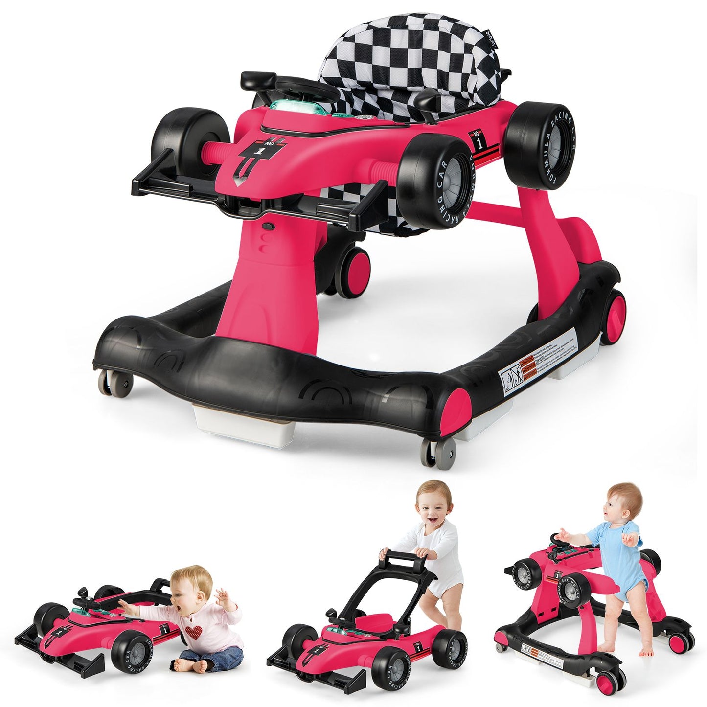 4-In-1 Baby Push Walker with Adjustable Height and Speed