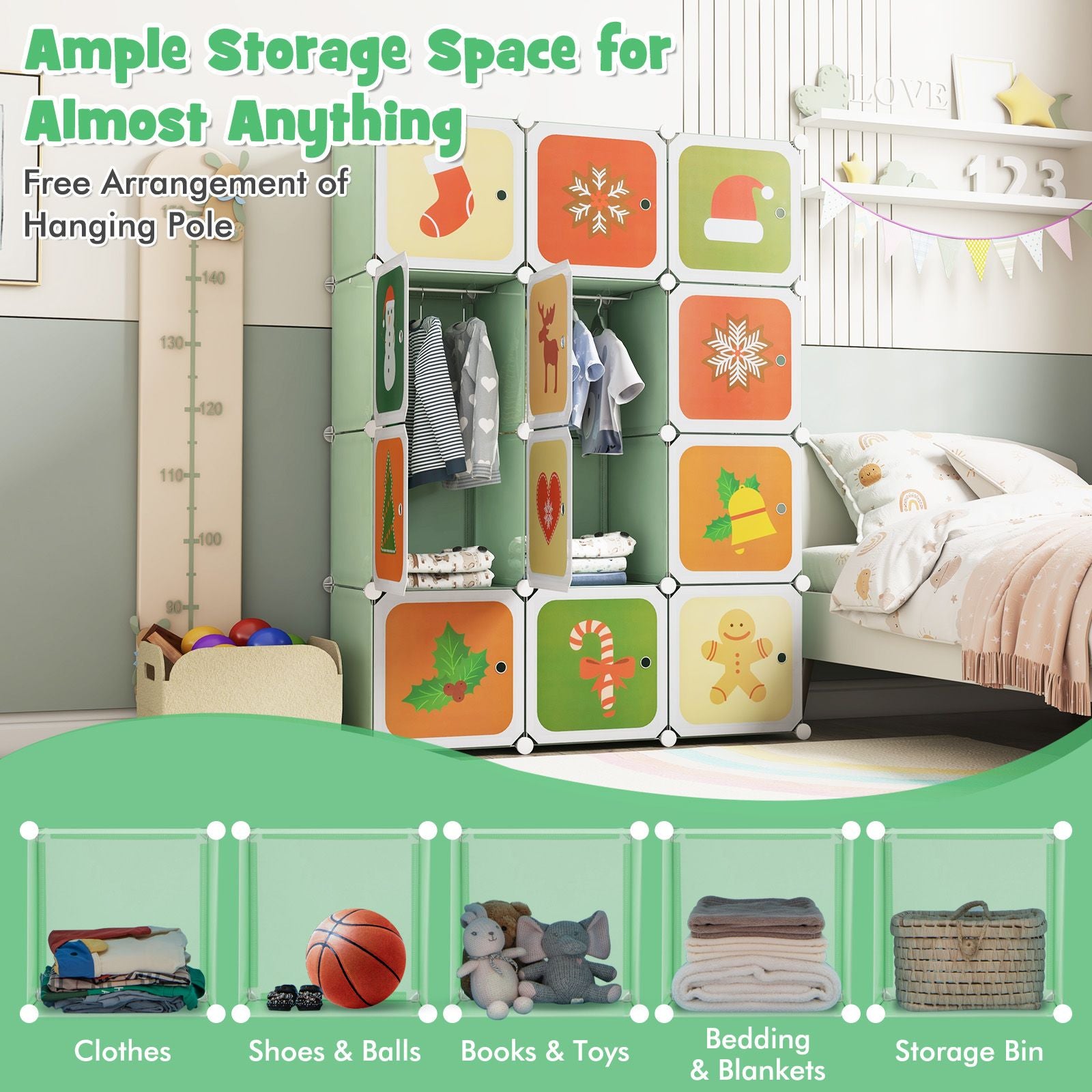 12-Cube Wardrobe for Children - Stylish Baby Dresser and Kids Bedroom Armoire