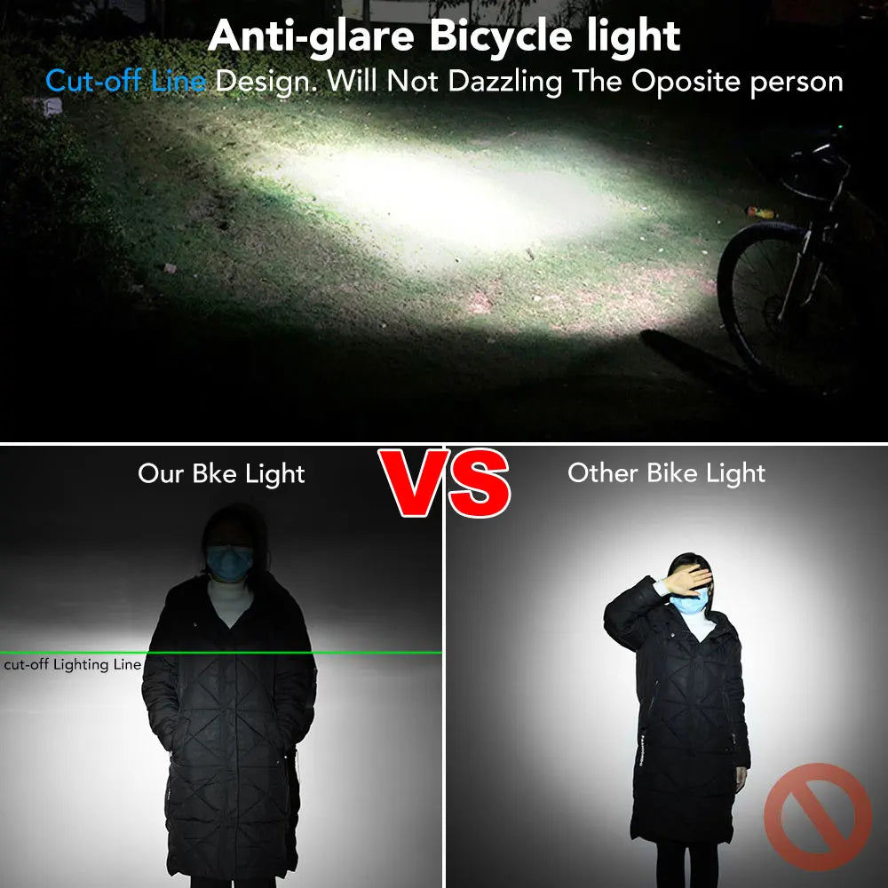 Ultra Bright 6000 Lumen Waterproof Bicycle Front Light - 10000mAh USB Rechargeable MTB & Road Cycling Accessory
