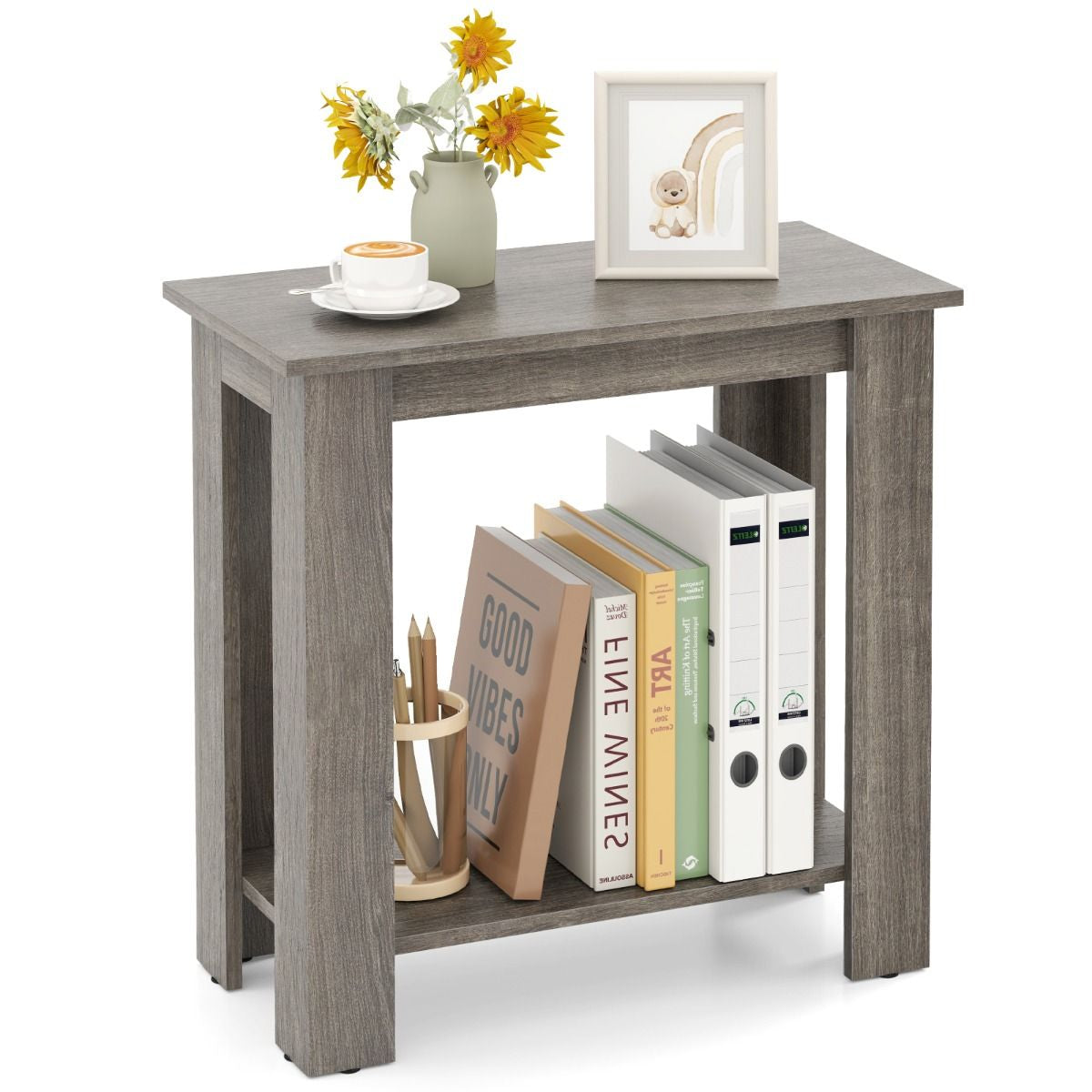 Stylish 2-Tier End Table with Storage Shelf for Small Spaces