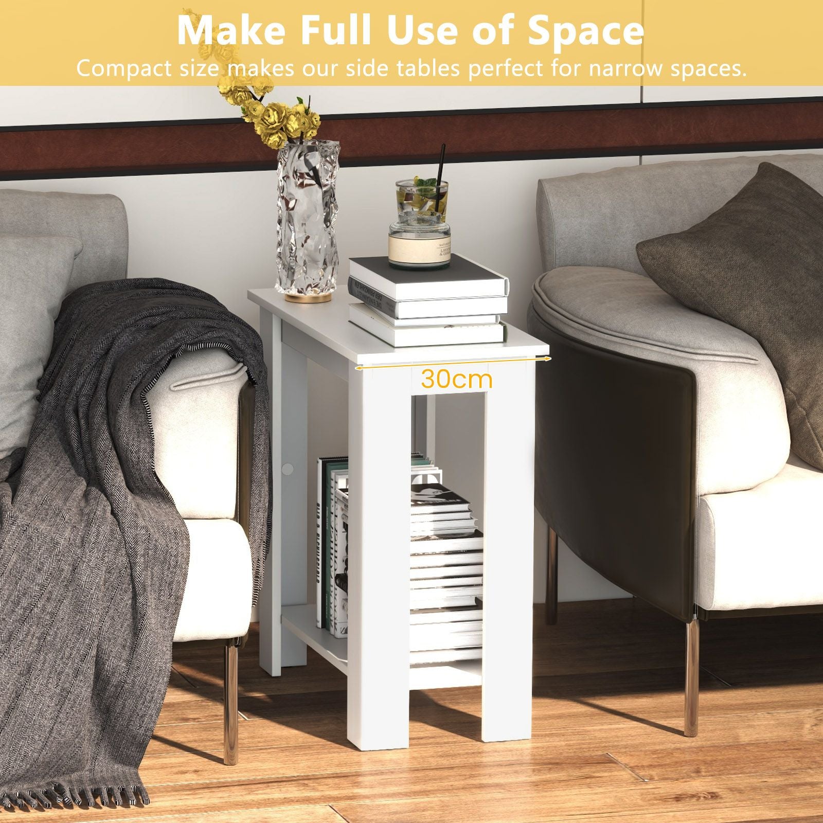 Stylish 2-Tier End Table with Storage Shelf for Small Spaces