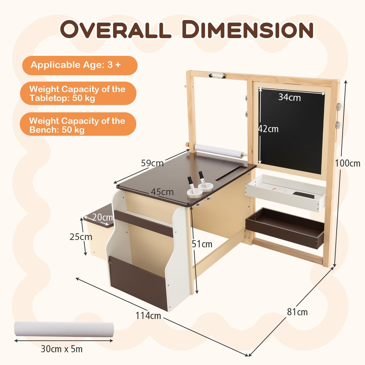 Delightful Children's Art Easel Table and Bench Set with Adjustable Easel and Integrated Bookshelf for Creative Play