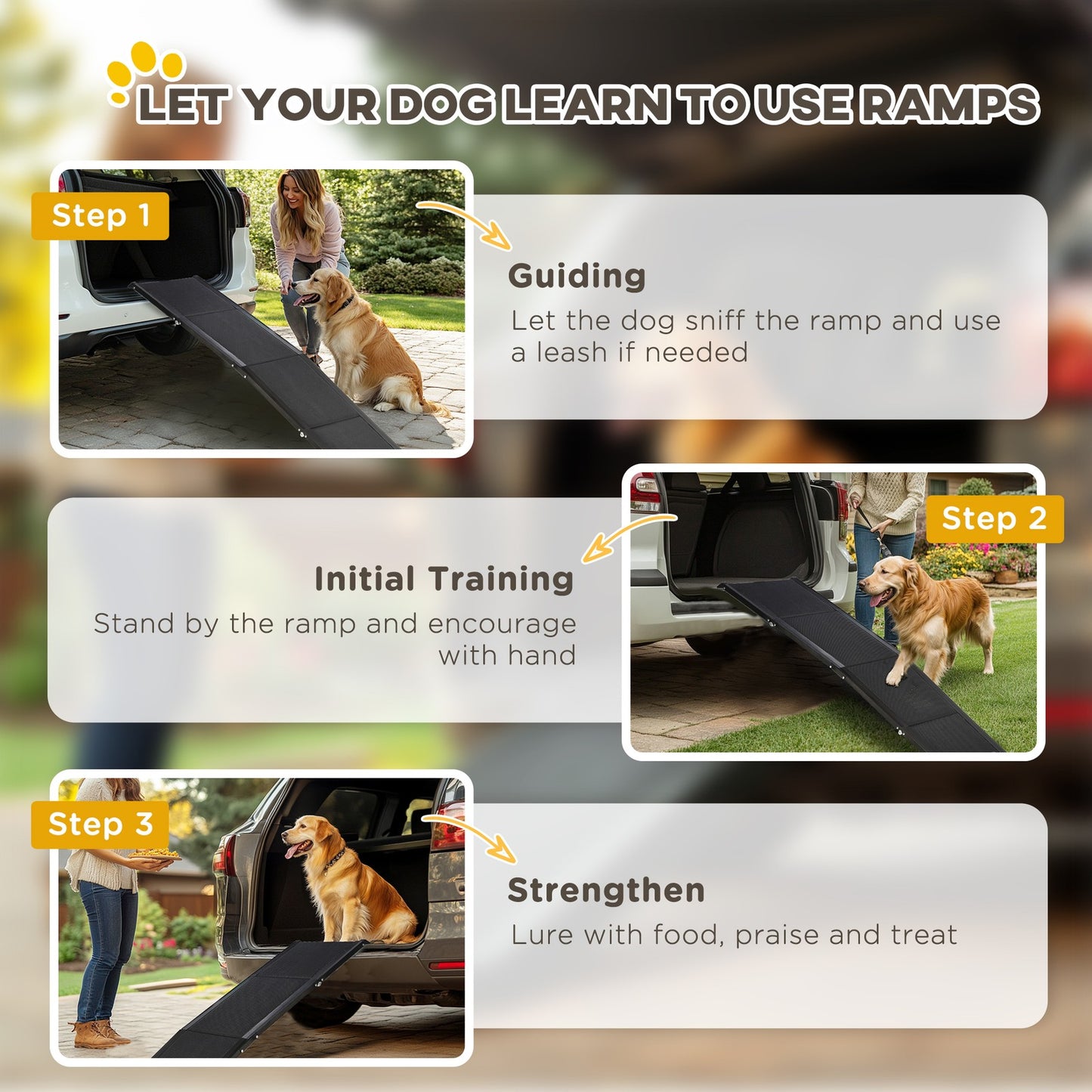 Folding Pet Ramp for XL Dogs W/ Non-Slip Surface, Portable Dog Ramp for Car