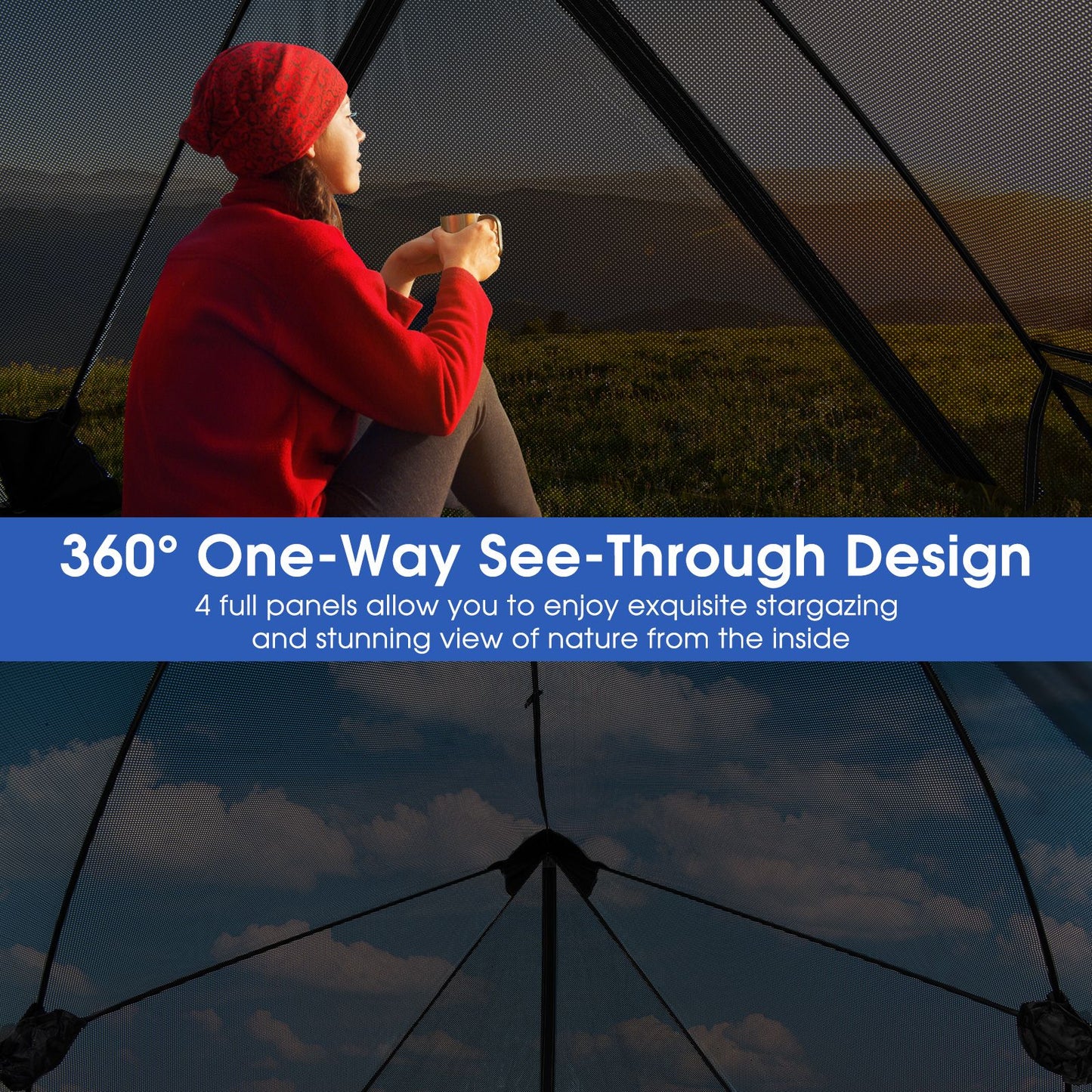 Pop-Up Camping Tent for 2-3 People with Carry Bag and Rainfly
