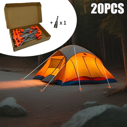 20PCS Heavy Duty Tent Pegs Set Metal Camping Ground Sheet Anchor Hard Ground Awning Pegs Awning Pegs 20Cm