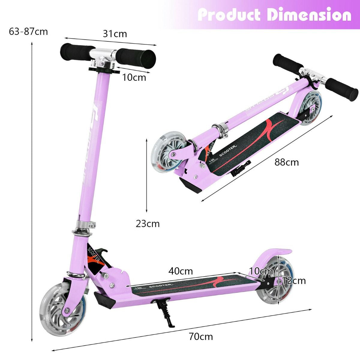 Kids Aluminum Folding Stunt Scooter with LED Wheels