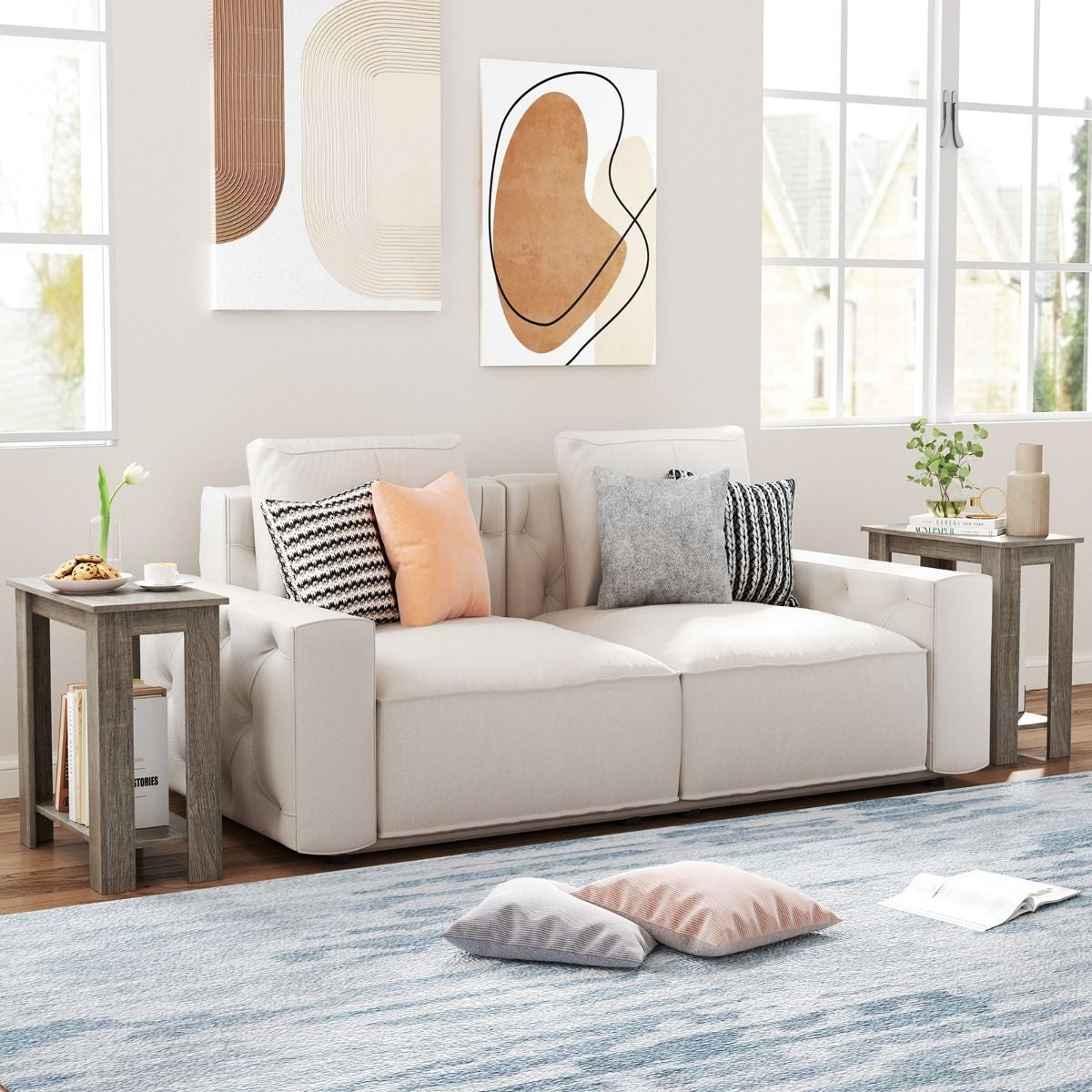 Stylish 2-Tier End Table with Storage Shelf for Small Spaces