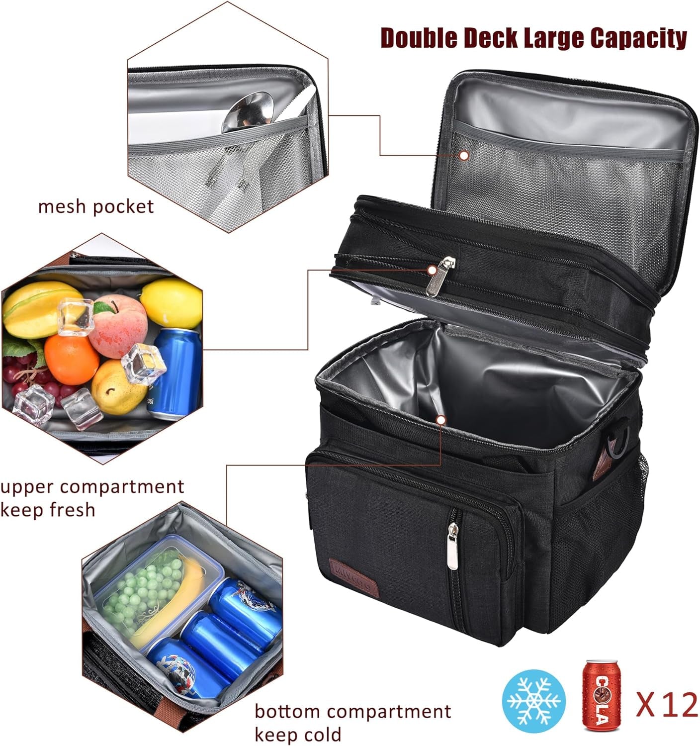 Insulated Lunch Bags - Leakproof Cooler with Adjustable Shoulder Belt