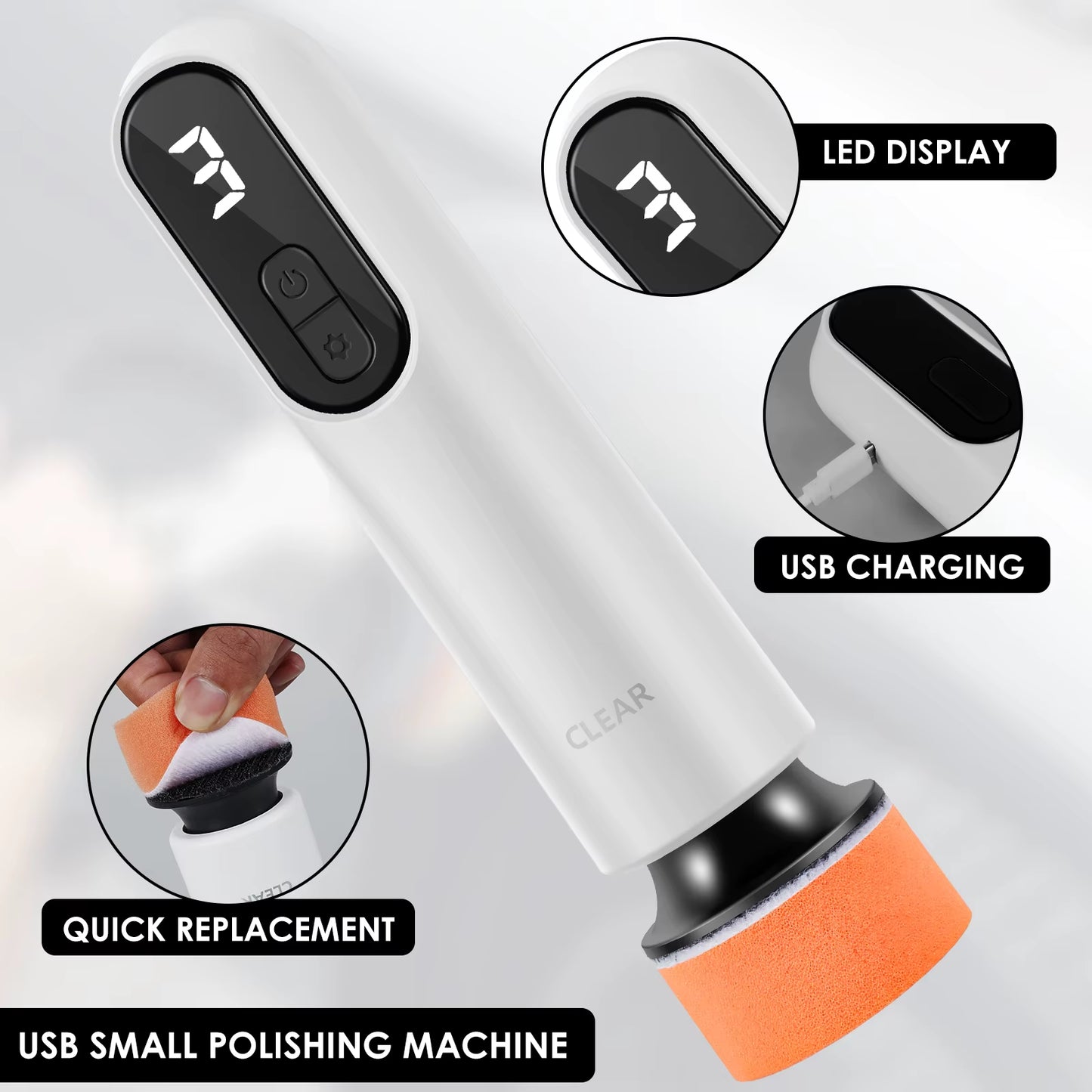 40W Portable Mini Cordless Car Polishing Machine - 3 Speed USB Rechargeable Scratch Repair Tool with 12000 RPM