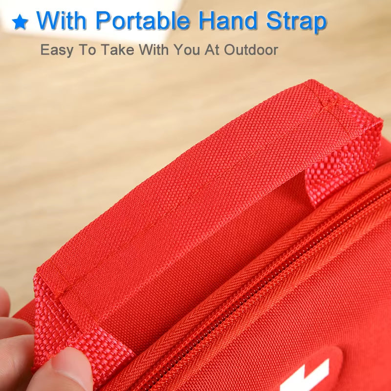 Water-Resistant Portable First Aid Kit Bag with Shoulder Strap - Essential Emergency Kit for Hiking, Travel, Home, and Car